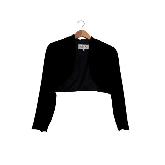 Vintage Fabian Molina cropped black velvet blazer size 14 - Picture 1 of 8